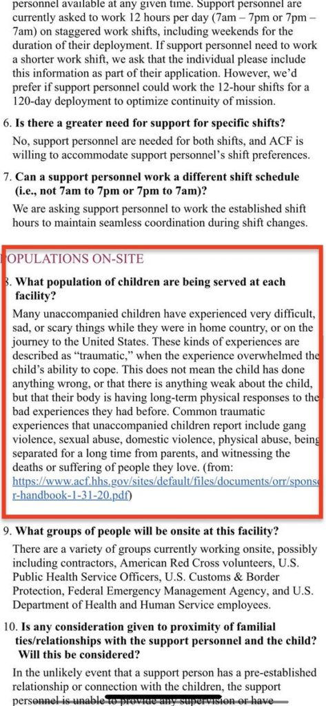 Office of Refugee Resettlement FAQs for volunteers (Screenshot obtained by The Spectator)