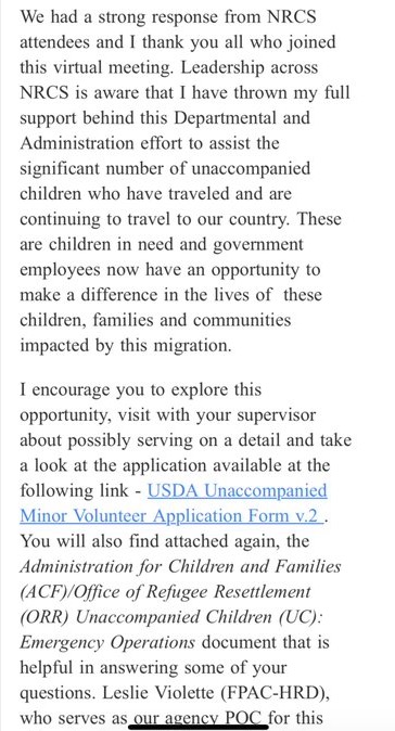 NRCS email to staff regarding HHS volunteer program (Screenshot obtained by The Spectator)