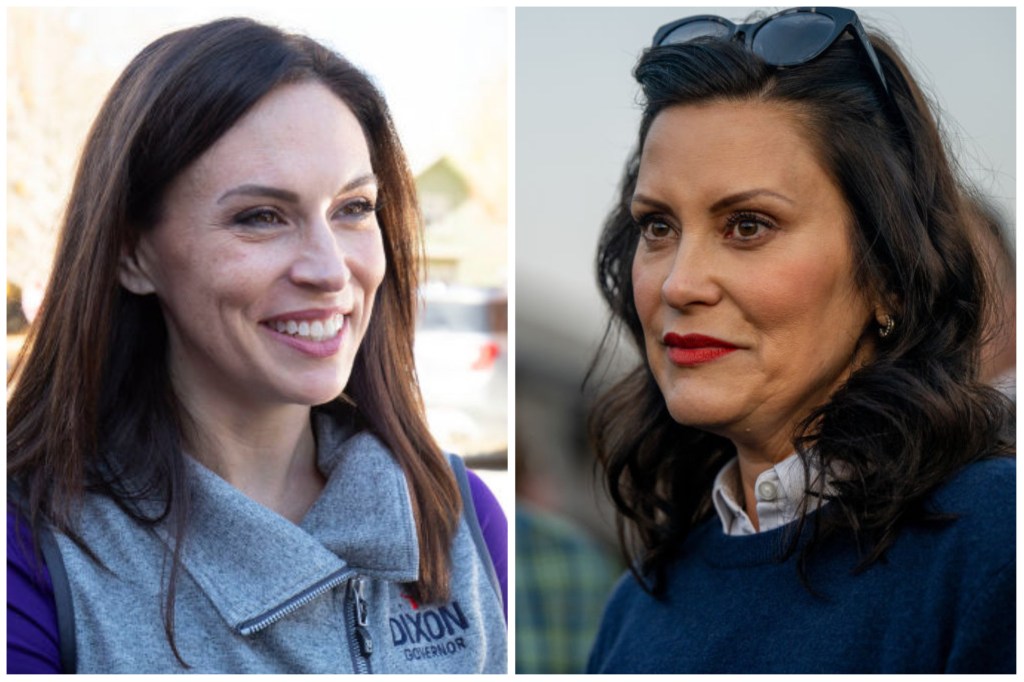 Tudor Dixon (left) and Gov. Gretchen Whitmer (right) (Getty Images)