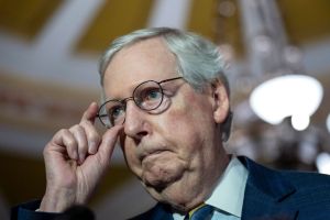 WASHINGTON, DC - MARCH 7: Senate Minority Leader Mitch McConnell (R-KY) speaks during a news conference at the U.S. Capitol on March 7, 2023 in Washington, DC. McConnell spoke on a range of issues after a closed-door lunch meeting with Senate Republicans. (Photo by Drew Angerer/Getty Images)