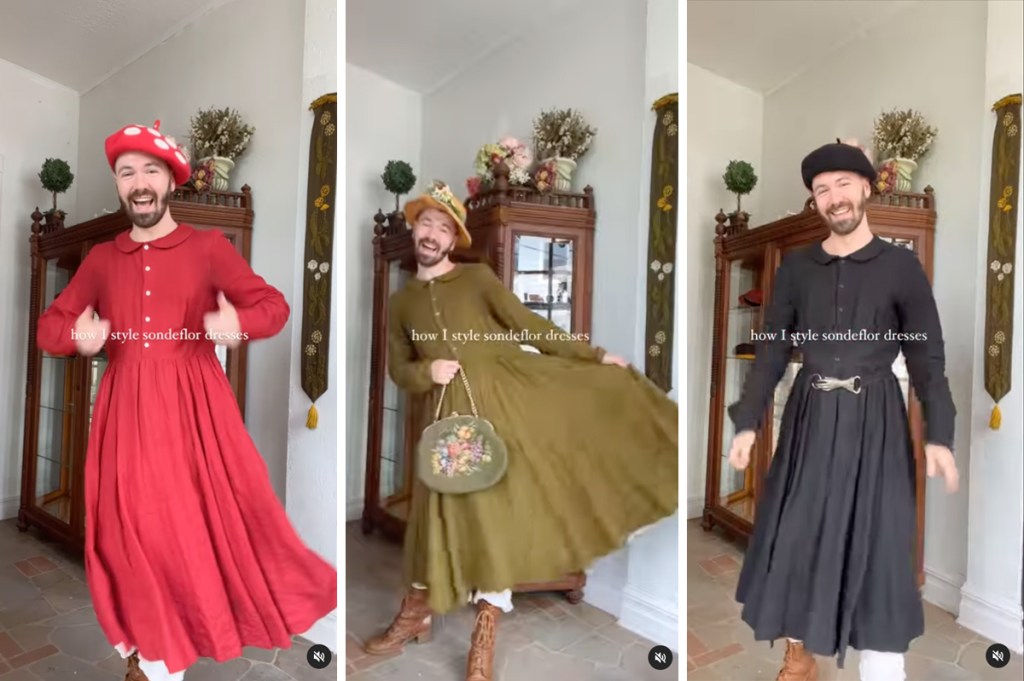 David Ross Lawn poses in Son de Flor dresses (Instagram screenshot)