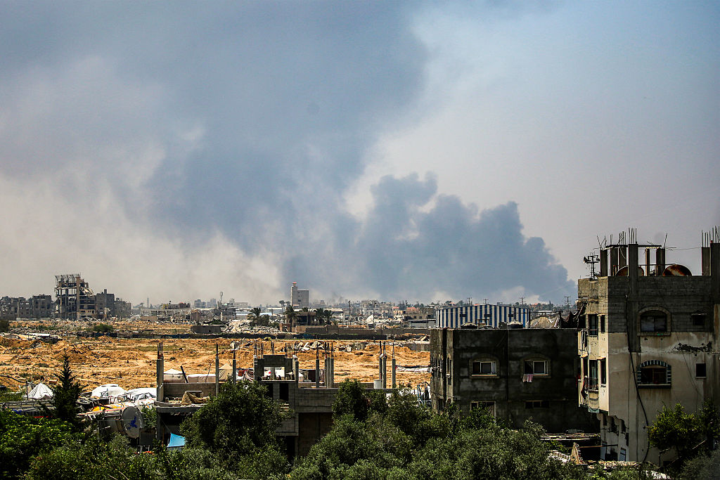 Smoke billows in Deir el-Balah in the central Gaza Strip on July 21, 2025 (Getty)